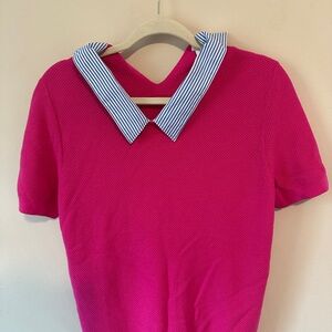 J. Crew Pink and Blue Polo Top